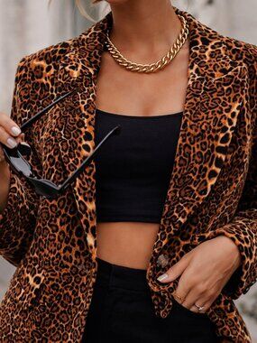 Cheetah print blazer Y2K Mob wife Leopard Jacket Statement Coat size 12